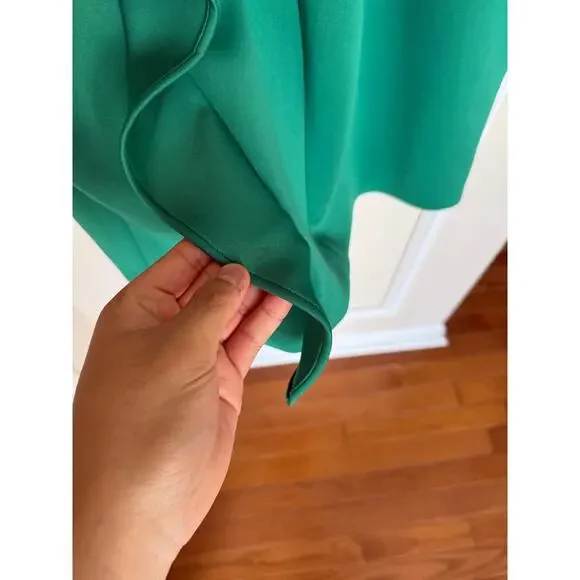 Green Preppy Ruffle Side Calvin Klein *HEMMED* Midi Length Dress Summer Formal - Picture 8 of 14